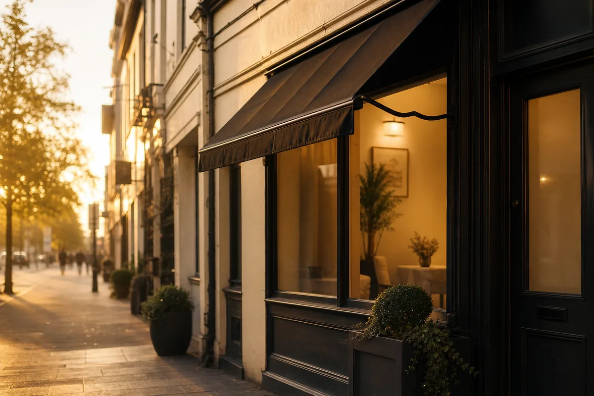 Warmly lit shopfront of a small independent clinic at golden hour, symbolising local trust built one reply at a time