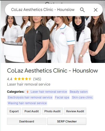 CoLaz Hounslow's Google profile before: 4.4 stars from 145 reviews.